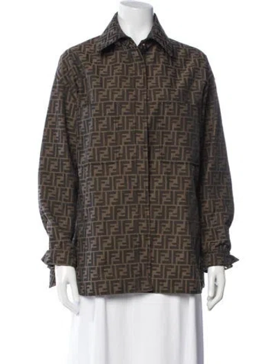 Pre-owned Fendi Graphic Print Jacket W/ Tags In Neutrals