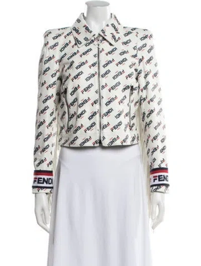 Pre-owned Fendi Graphic Print Jacket W/ Tags In White