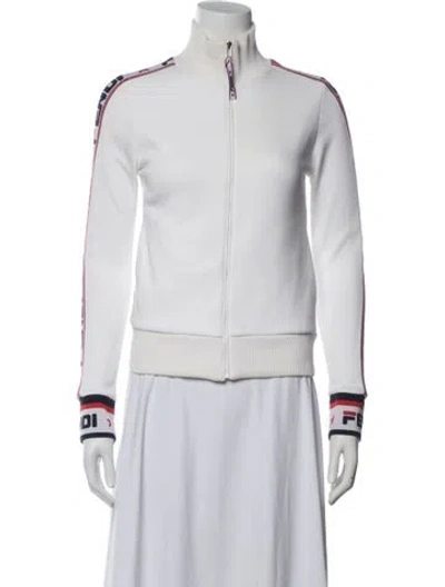 Pre-owned Fendi Graphic Print Jacket In White