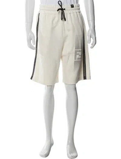 Pre-owned Fendi Graphic Print Jogger Shorts In Neutral
