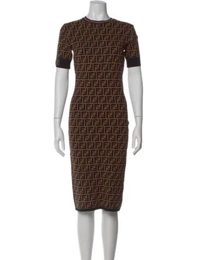 Pre-owned Fendi Graphic Print Knee-length Dress In Multi