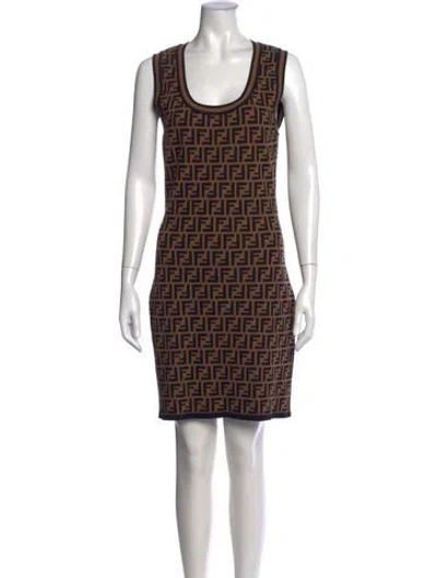 Pre-owned Fendi Graphic Print Knee-length Dress In Multi