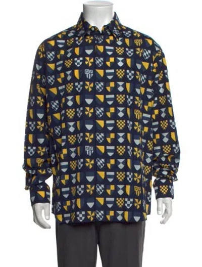 Pre-owned Fendi Graphic Print Long Sleeve Shirt In Blue
