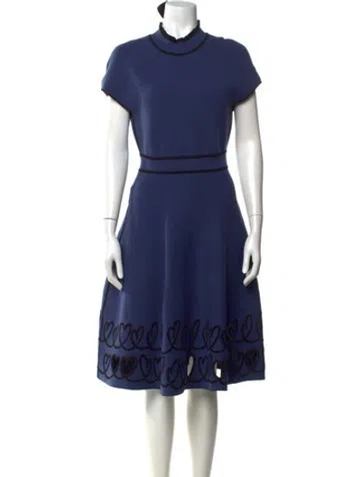 Pre-owned Fendi Graphic Print Midi Length Dress In Blue