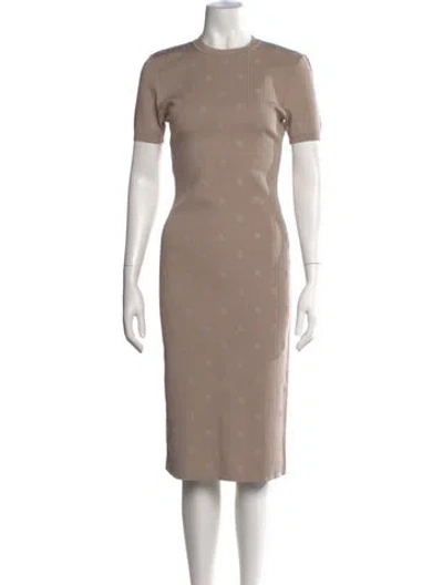 Pre-owned Fendi Graphic Print Midi Length Dress In Brown