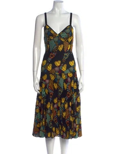 Pre-owned Fendi Graphic Print Midi Length Dress In Multi