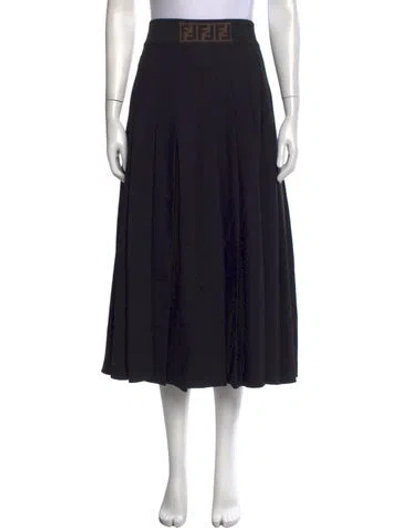 Pre-owned Fendi Graphic Print Midi Length Skirt In Black