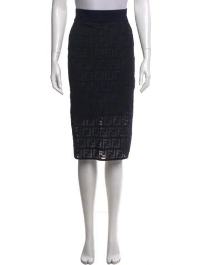 Pre-owned Fendi Graphic Print Midi Length Skirt In Blue