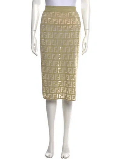 Pre-owned Fendi Graphic Print Midi Length Skirt In Green