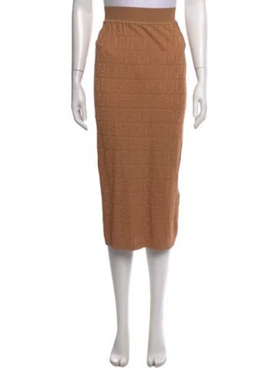 Pre-owned Fendi Graphic Print Midi Length Skirt In Neutrals