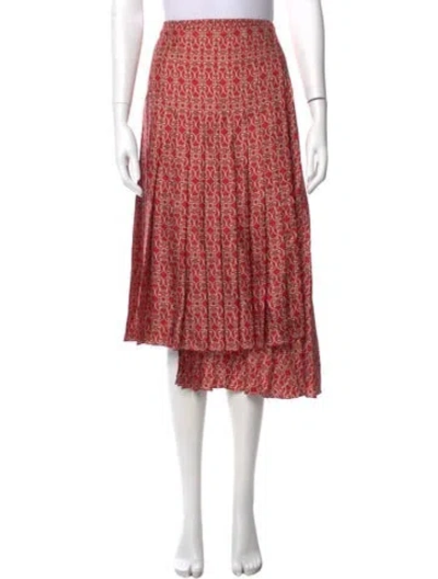 Pre-owned Fendi Graphic Print Midi Length Skirt In Red