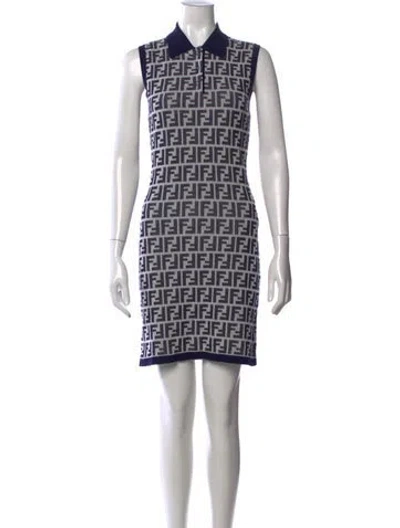 Pre-owned Fendi Graphic Print Mini Dress In Multicolor