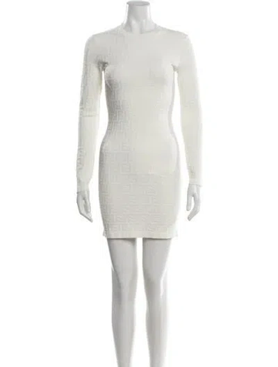 Pre-owned Fendi Graphic Print Mini Dress In Neutral