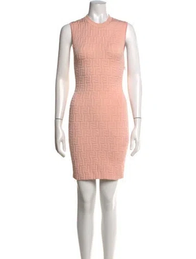 Pre-owned Fendi Graphic Print Mini Dress In Neutrals