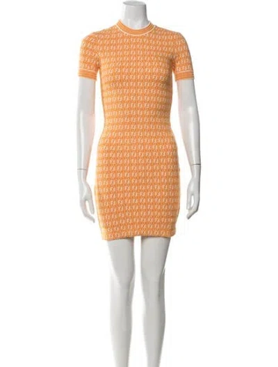 Pre-owned Fendi Graphic Print Mini Dress In Orange