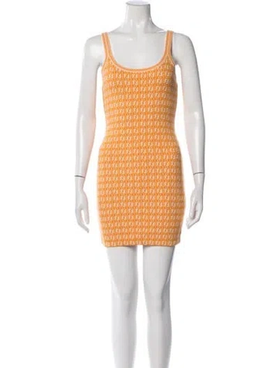 Pre-owned Fendi Graphic Print Mini Dress In Orange