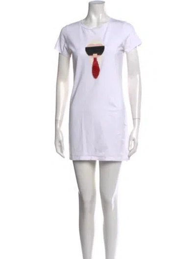 Pre-owned Fendi Graphic Print Mini Dress In White