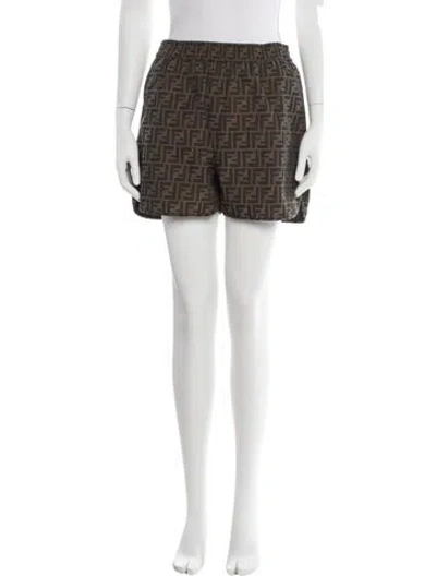 Pre-owned Fendi Graphic Print Mini Shorts In Brown