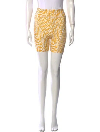 Pre-owned Fendi Graphic Print Mini Shorts In Yellow