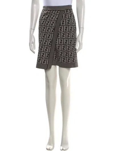 Pre-owned Fendi Graphic Print Mini Skirt In Black