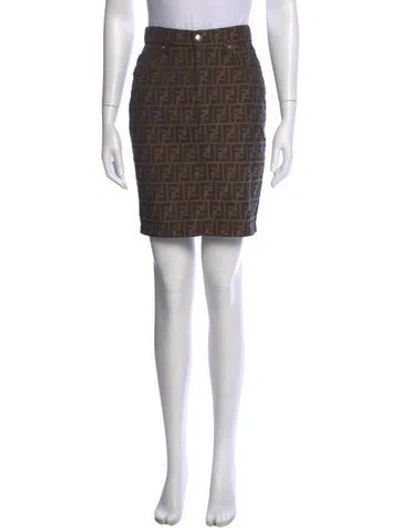 Pre-owned Fendi Graphic Print Mini Skirt In Brown