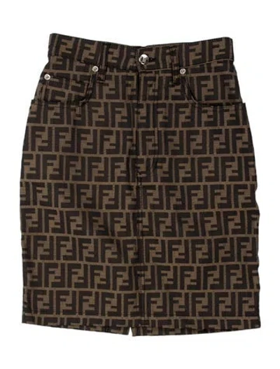 Pre-owned Fendi Graphic Print Mini Skirt In Neutrals