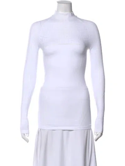 Pre-owned Fendi Graphic Print Mock Neck Top In White