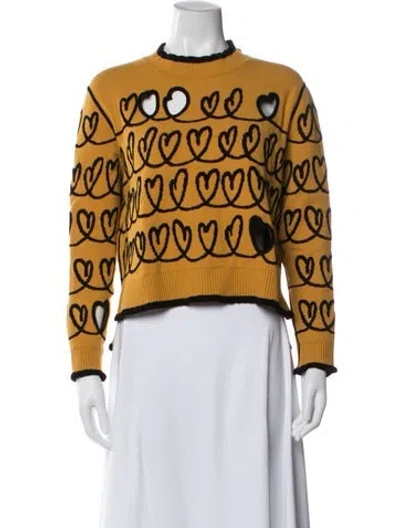 Pre-owned Fendi Graphic Print Mock Neck Top In Yellow