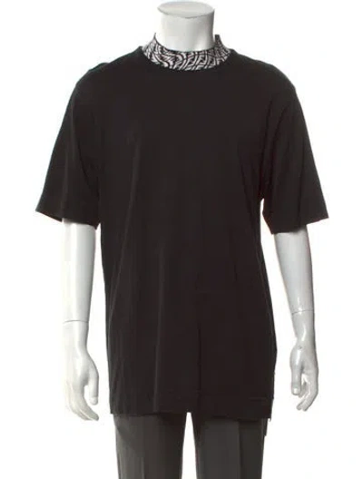 Pre-owned Fendi Graphic Print Mock Neck T-shirt In Black