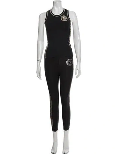 Pre-owned Fendi Graphic Print Pant Set In Black