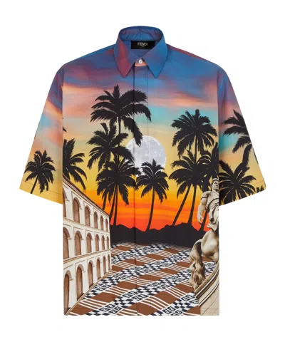 FENDI FENDI PALM TREE SUNSET PRINTED SHIRT