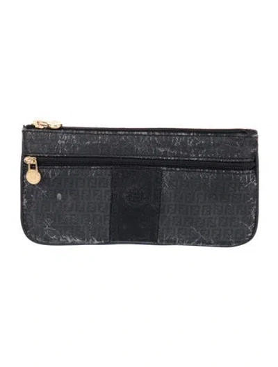 Pre-owned Fendi Graphic Print Pouch In Black