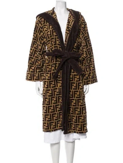 Pre-owned Fendi Graphic Print Robe In Brown