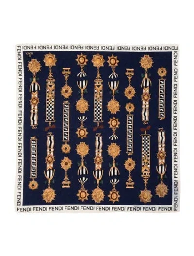 Pre-owned Fendi Graphic Print Scarf In Blue