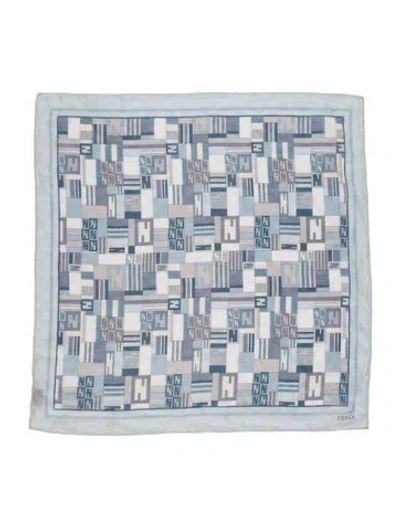 Pre-owned Fendi Graphic Print Scarf In Blue/white