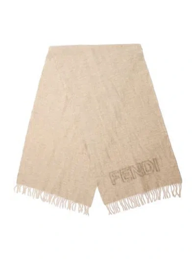 Pre-owned Fendi Graphic Print Scarf In Neutral