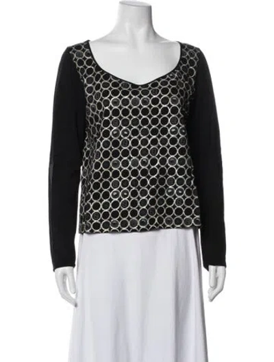 Pre-owned Fendi Graphic Print Scoop Neck Top In Black/blue