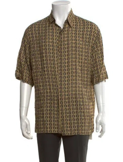 Pre-owned Fendi Graphic Print Short Sleeve Dress Shirt In Neutrals
