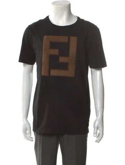 Pre-owned Fendi Graphic Print Short Sleeve Shirt In Black