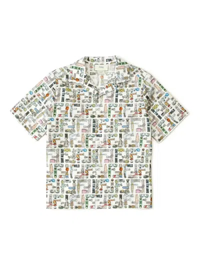 Fendi Kids' Graphic-print Short-sleeve Shirt In Multi