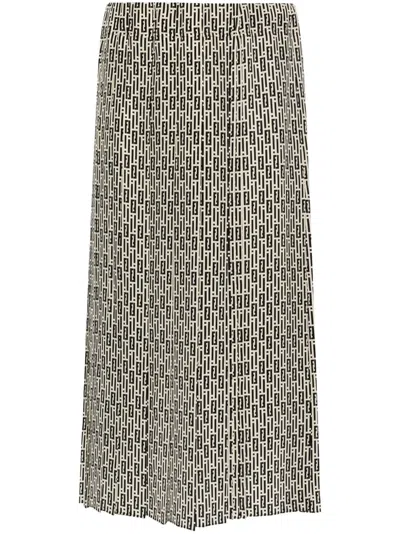 FENDI GRAPHIC-PRINT SILK MIDI SKIRT