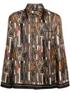 Fendi Ff And Tools Print Silk Shirt In Brown