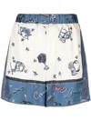Fendi Graphic-print Silk Shorts In White