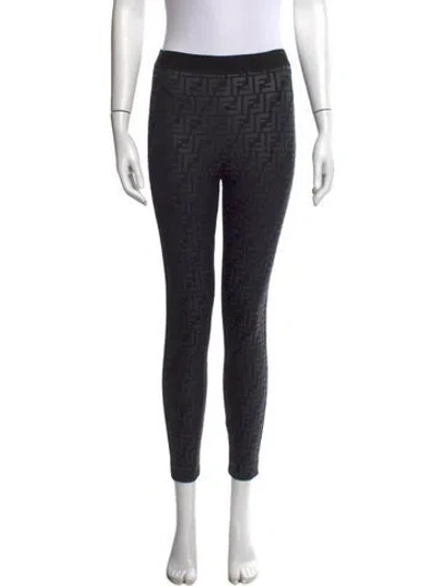 Pre-owned Fendi Graphic Print Skinny Leg Pants In Black
