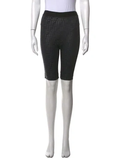 Pre-owned Fendi Graphic Print Skinny Leg Pants In Black