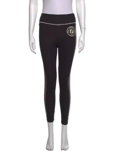 Pre-owned Fendi Graphic Print Skinny Leg Pants In Black