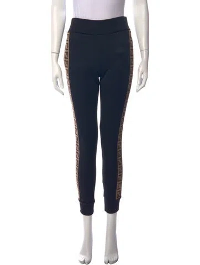 Pre-owned Fendi Graphic Print Skinny Leg Pants In Black