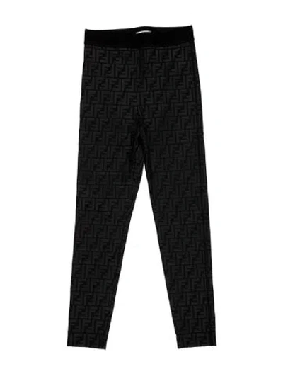 Pre-owned Fendi Graphic Print Skinny Leg Pants In Black