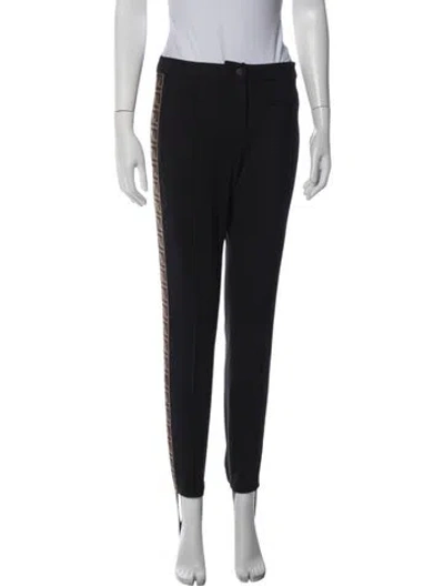 Pre-owned Fendi Graphic Print Skinny Leg Pants W/ Tags In Black