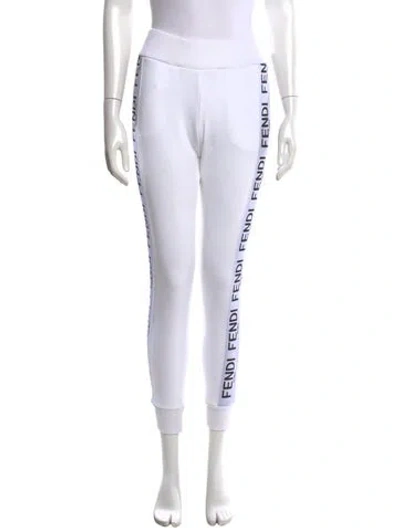 Pre-owned Fendi Graphic Print Skinny Leg Pants In White